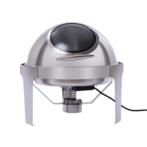 ToppiJoy 6L Round Roll Top Chafing Dish, Chafing Dish Electric Alcohol Heating Chafer with Glass Transparent Body for Home, Kitchen, Restaurant