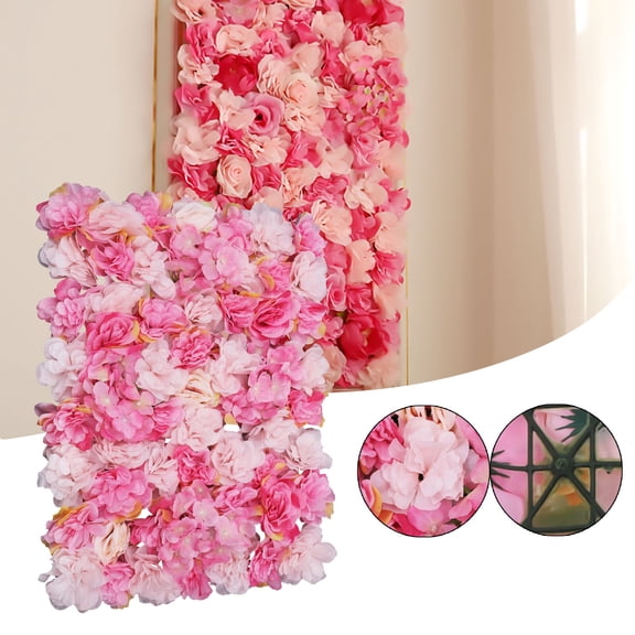 ToppiJoy 6Pcs Artificial Flower Wall Panel Silk Fabric, Plastic Background Silk Rose Mat for Wedding Backdrops, Photography Buildings, Clothing Store (Dark Pink, Light Pink, Rose)