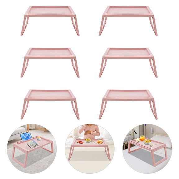ToppiJoy 6Pcs Foldable Lap Desks, Tray Folding Table, Laptop Desk for Writing Eating Game Classroom Pink