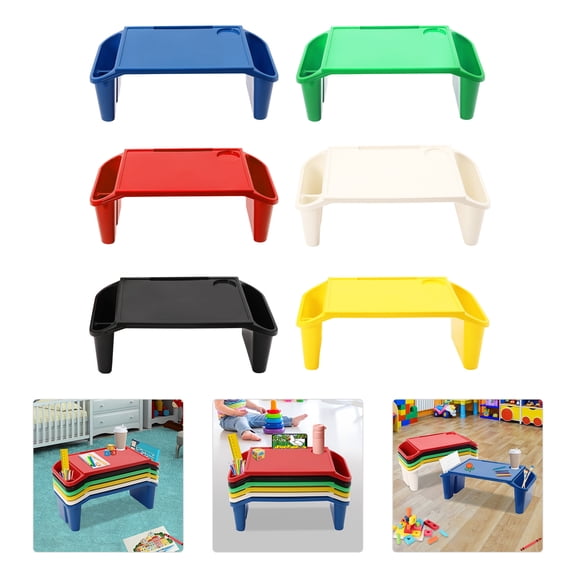 ToppiJoy 6Pcs Potrable Lap Desk Tray, Breakfast Laptop Trays with Side Pockets, Lap Bed Table, Serving Food Trays for Eating on Bed Sofa (Type2)