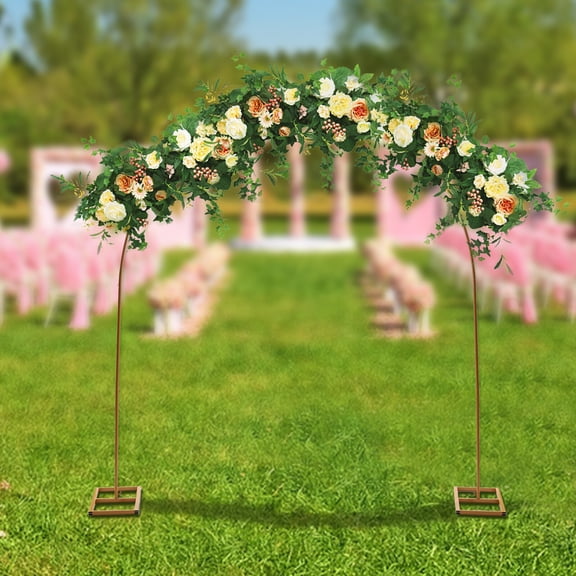 ToppiJoy 7.5ft Metal Wedding Balloon Arch, Gold Party Decoration Arch, Wedding Arch Backdrop Stand for Wedding Birthday Party Anniversary Valentine Ceremony Decorations