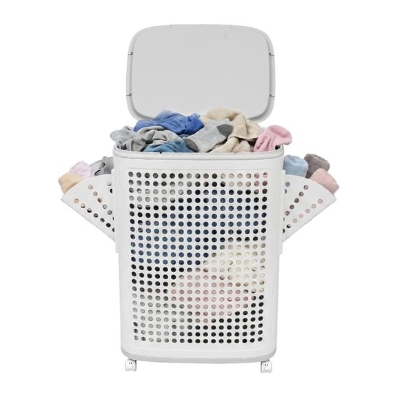 ToppiJoy 70L Rolling Laundry Hamper with Lid, Large Storage Bin with Wheels and Handle, Laundry Basket for Laundry Room Bedroom Dorm
