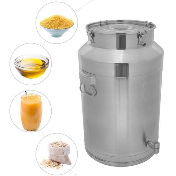 ToppiJoy 76L/20.08Gal Milk Can with Faucet, Heavy Duty Milk Bucket Transport Container Wine Pail Bucket Stainless Steel with Lid for Milk and Wine Liquid Storage