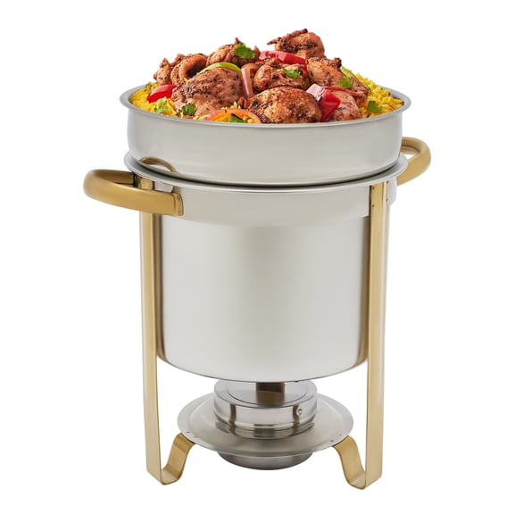 ToppiJoy 7L Soup Chafer, Stainless Steel Soup Warmer Soup Chafer Station with Water Pan, Lid and Holder, for Kitchen Home Party