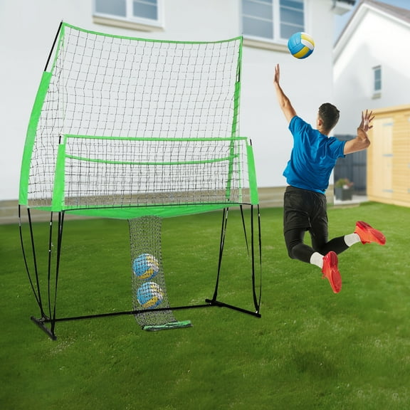 ToppiJoy 8*11ft Volleyball Training Equipment Net, Volleyball Spike Trainer for Indoor and Outdoor, 4 Adjustable Heights & Portable Carry Bag for Team and Solo Training(Green)