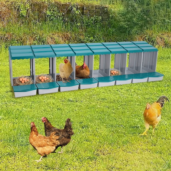 ToppiJoy 8 Compartments Chicken Nesting Boxes, Chicken Boxes for Laying Eggs, Rolling Egg Collection and Protection Nesting Boxes, Green