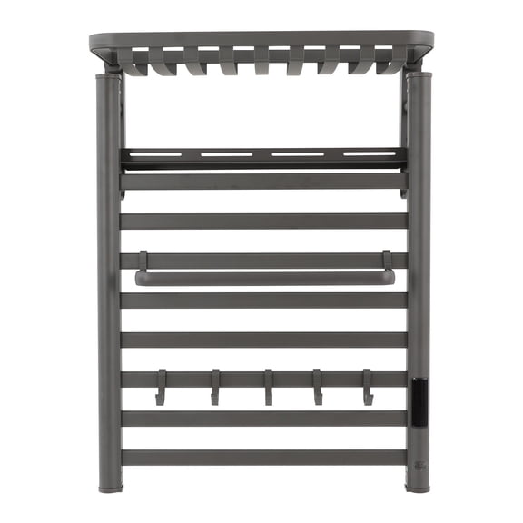 ToppiJoy 8 Rods Wall Mounted Towel Warmer Rack, 130W Electric Heated Towel Dryer with 86-140F Adjustable Temp 1-8H Timer, for Home Hotel (Drak Grey)