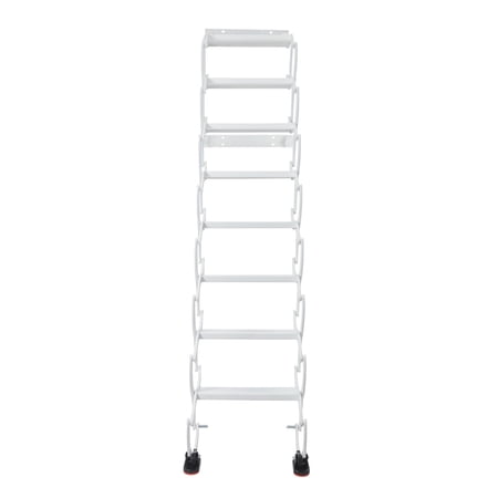 ToppiJoy 8 Steps Retractable Folding Stair, Anti-slip Wall Mounted Attic Ladder, Pull Down System Indoor Attic Stairs, for Garage (White)