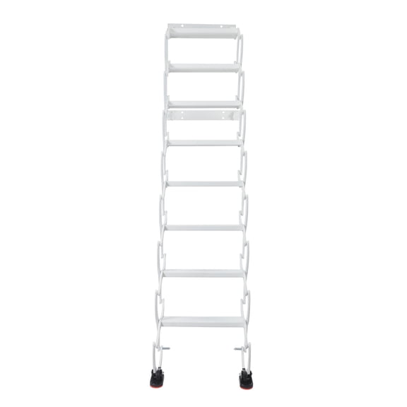 ToppiJoy 8 Steps Retractable Folding Stair, Anti-slip Wall Mounted Attic Ladder, Pull Down System Indoor Attic Stairs, for Garage (White)
