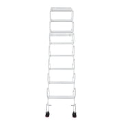 ToppiJoy 8 Steps Retractable Folding Stair, Anti-slip Wall Mounted Attic Ladder, Pull Down System Indoor Attic Stairs, for Garage White