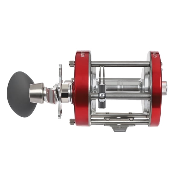 ToppiJoy 80A Round Red Baitcasting Reel, Perfect Reinforced Metal Body Conventional Fishing Reel,Trolling Reel Bearing for Inshore Saltwater Fishing, Left-Hand Retrieve
