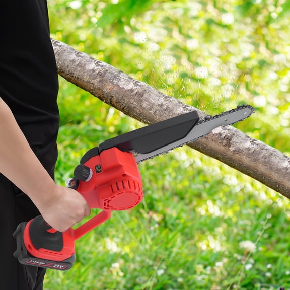 ToppiJoy  8in Mini Electric Chainsaw Cordless Battery Powered, Handheld Chain Saw with Carrying Case for Tree Branches,Courtyard, Household and Garden