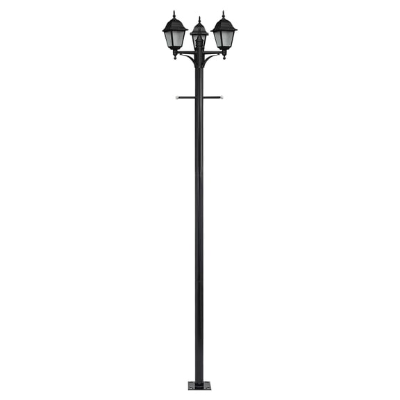 ToppiJoy 9.84FT Height Outdoor Lamp Post with Cross Arm, Galvanized Steel Split Light Pole for Pathways Front Yard Expansion Screw Fixation