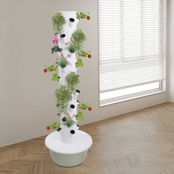 ToppiJoy 9 Tiers 36-Spots Hydroponics Growing Tower, Hydroponic Indoor Vertical Garden Kit with Loop Timer and Submersible Pump for Fruits Flowers & Vegetables(Green)