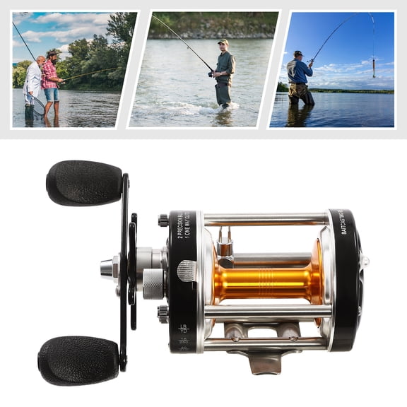 ToppiJoy 90A Model Round Baitcasting Reel, Perfect Reinforced Metal Body Conventional Fishing Reel,Trolling Reel Bearing for Inshore Saltwater Fishing, Left-Hand Retrieve(Black)