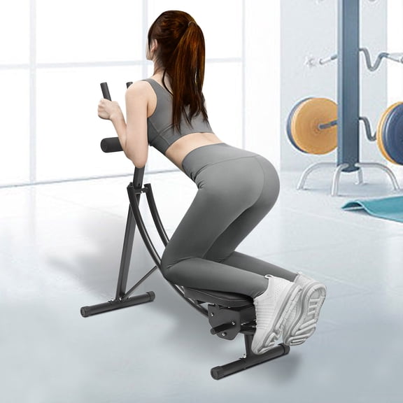 ToppiJoy Adjustable Abdominal Crunch Coaster, Ab Trainer Abdominal Whole with LCD Monitor & Six Silent Rollers, Body Workout Machine for Home, Companies, Gyms(Black)