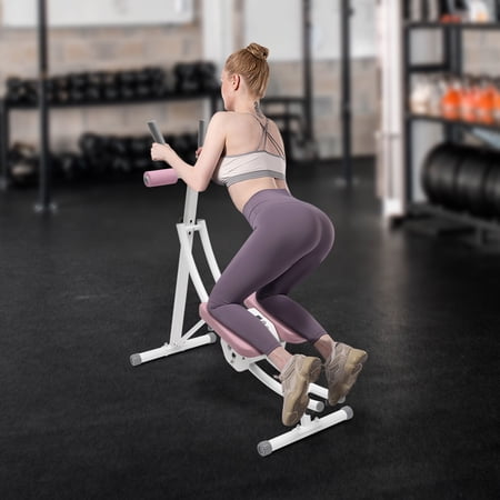 ToppiJoy Adjustable Abdominal Crunch Coaster, Ab Trainer Abdominal Whole with LCD Monitor & Six Silent Rollers, Body Workout Machine for Home, Companies, Gyms(Pink)