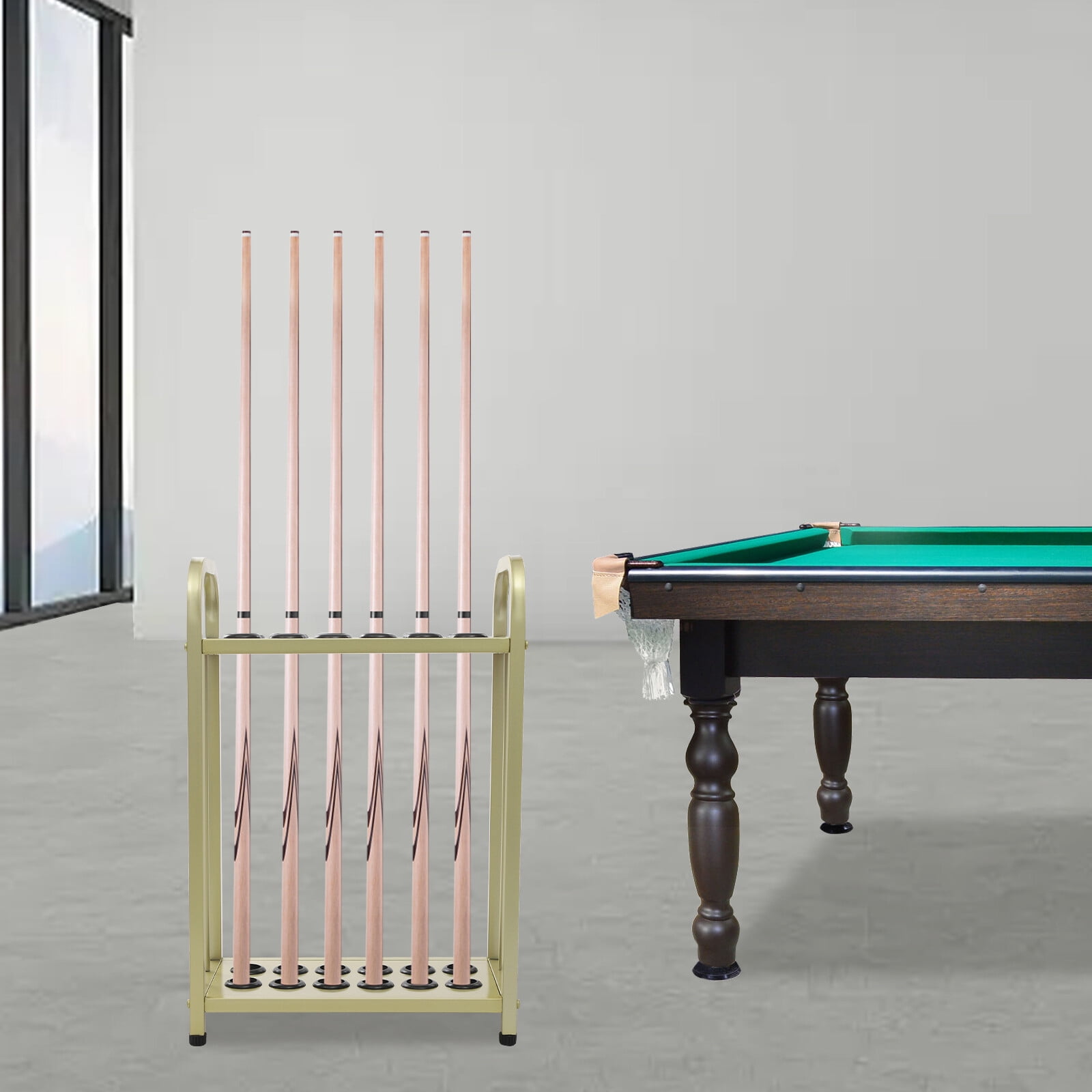 ToppiJoy Adjustable Floor Stand Pool Stick Holder Double-Tier Vertical ...