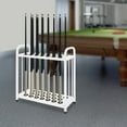 thumbnail image 1 of ToppiJoy Adjustable Floor Stand Pool Stick Holder Double-Tier Vertical Pool Cue Racks for Bar, Billiard Room, Game Room, Club and Gym (White, 20 Holes), 1 of 23