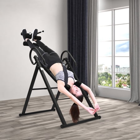 ToppiJoy Adjustable Heavy Duty Inversion Table for Back Pain Relief Hold up 300 lbs Capacity with Anti-Slip Foot Sleeve&Safety Belt Hang Upside Down Back Stretcher