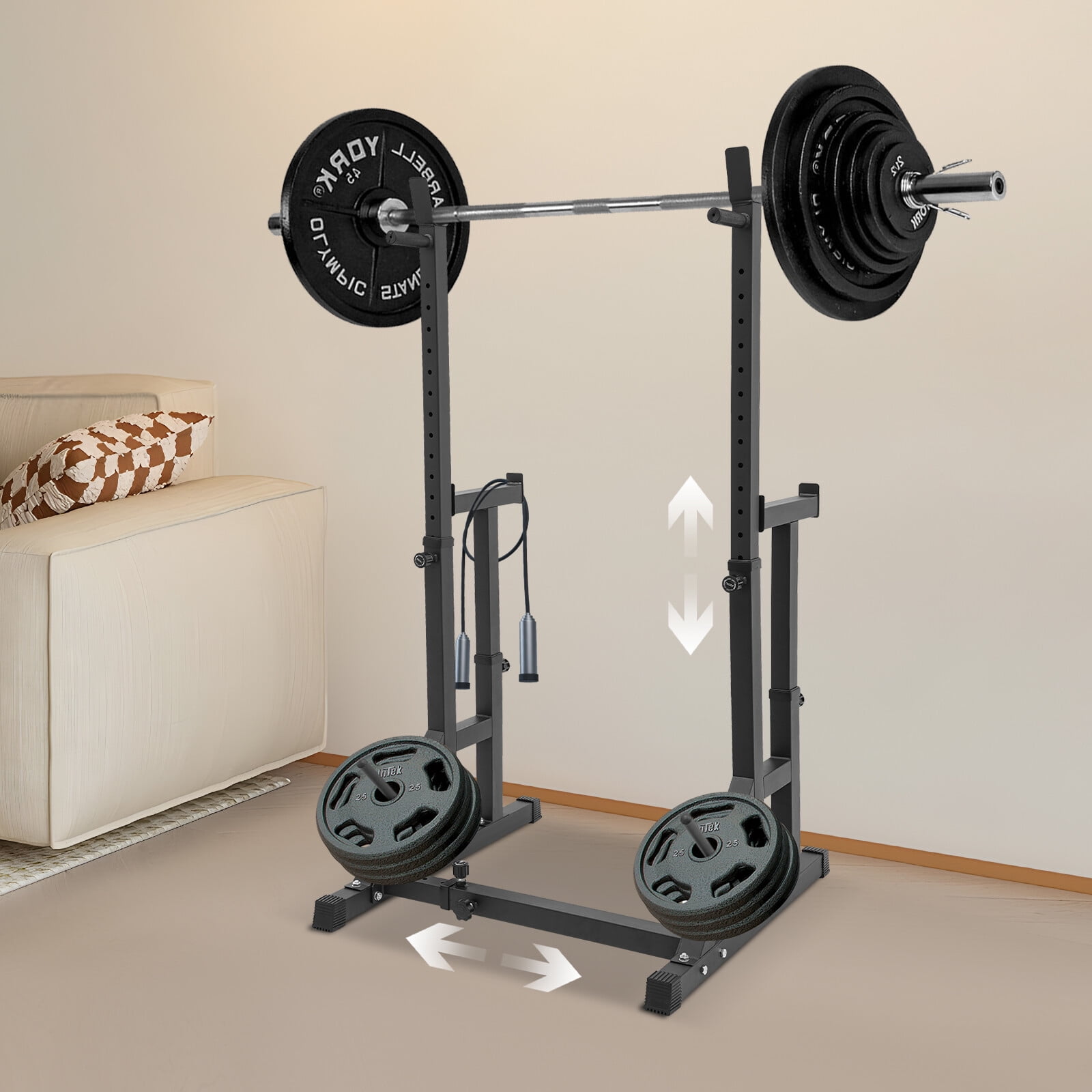 ToppiJoy Adjustable Squat Rack for Home Gym, Multi-Function Barbell Rack for Weightlifting, Squats, Bench Press Portable Squat and Bench Rack, Load 550lbs