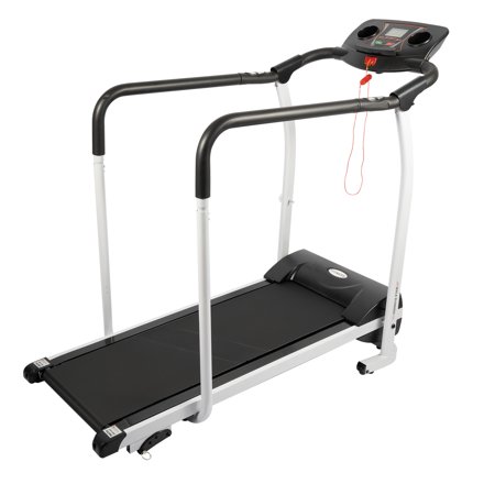 ToppiJoy Adjustable Walking Treadmill with Long Handrails & Heart Rate Sensor, Foldable Recovery Machine Hold up 220lbs with LCD Display Cup Holder & Safety Lock for Home