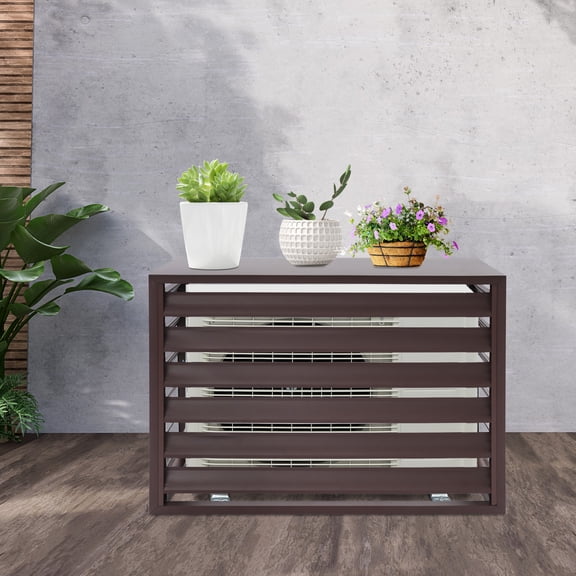 ToppiJoy Air Conditioner Fence, Privacy Fence Panels, Ac Fence for Outside 100*50*70cm Coffee