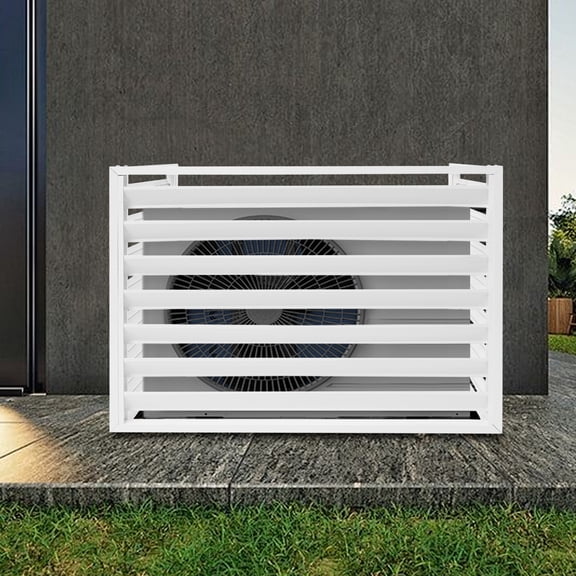 ToppiJoy Air Conditioner Fence Rectangular Aluminum Alloy Air Conditioner Protective Cover Modern Privacy Fence for Outside Outdoor Garden (White)