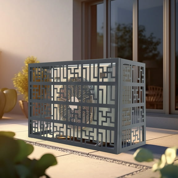 ToppiJoy Aluminum AC Cover Outdoor Condenser Protective Cover Sturdy, Air Conditioner Fence, Outdoor Condenser Protective Cover (Dark Gray, 110*55*80 cm)