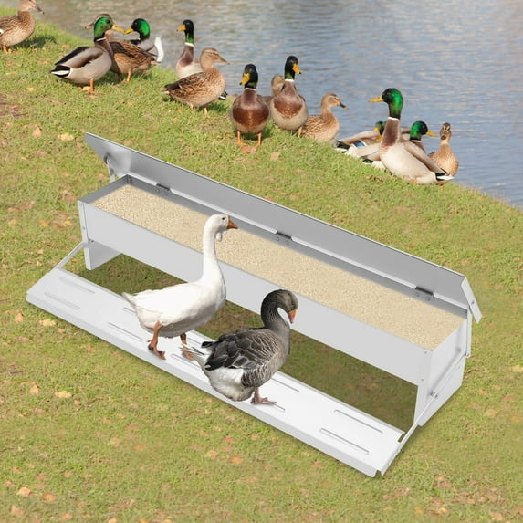 ToppiJoy Automatic Chicken Feeder Large Capacity No Waste Poultry Feeder, Outdoor Treadle Chicken Feeder, for Chickens, Ducks, and Geese