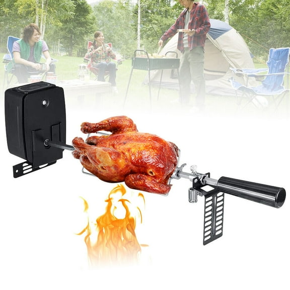 ToppiJoy BBQ Rotisserie Kit Grill Spit Roaster Charcoal Pig Chicken Beef Motor+Rod & Fork Roast Chicken Fork Fish Meat Grilling Fork for BBQ Home Kitchen Outdoor Rotisserie