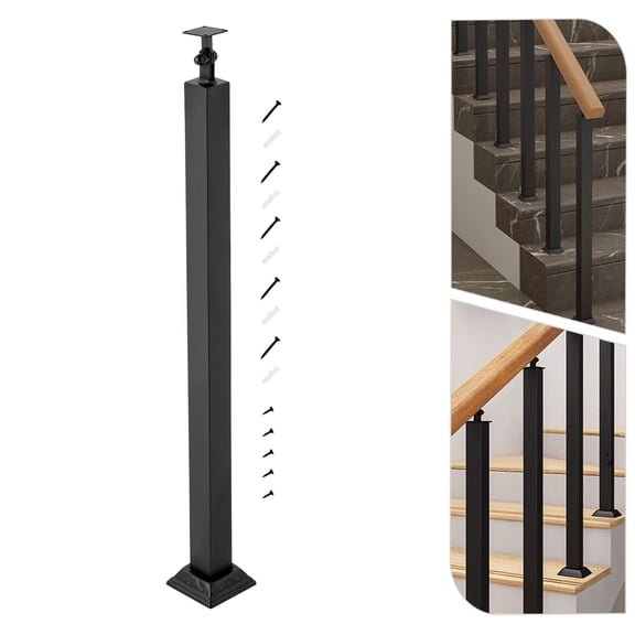 ToppiJoy Balusters Deck Spindles, Deck Railing Wrought Iron Staircase Baluster with Screws & Adjustable 270° Angle Bracket for Deck, Steps, Garden, Outdoor Stairs 29.53in
