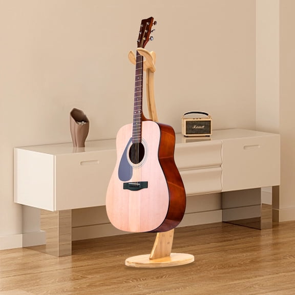 ToppiJoy Bamboo Guitar Bass Display Rack, Guitar Stand with Rubber Pads on the Bottom for Studio, Home Display