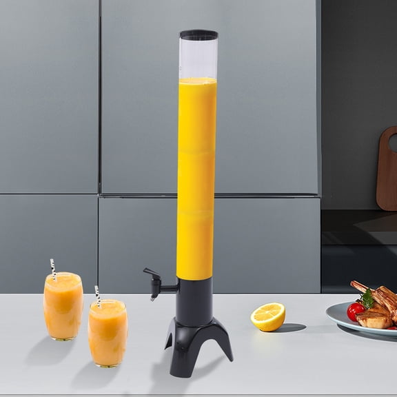 ToppiJoy Beer Tower Dispenser, Clear Beverage Dispenser with Pouring Tap and Chill Tube to Keep Drinks Cold for Bar Parties, Gatherings