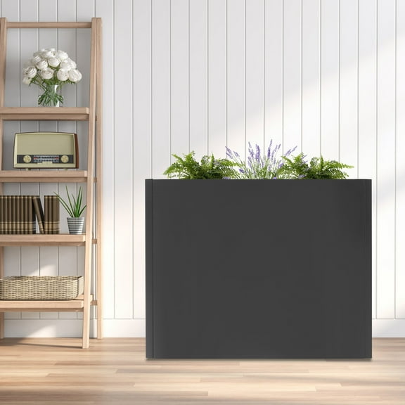 ToppiJoy Black Rectangular Planter with Removable Insert Shelf 30*12*24in, Cube Metal Planters Pot with Drainage Holes, Heavy Duty Steel Flower Pots for Patio, Yard, Garden