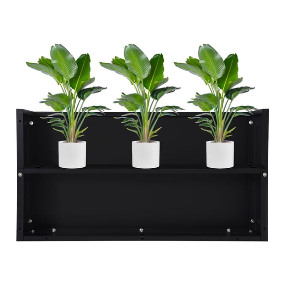 ToppiJoy Metal Planter Box, Rectangular Heavy Duty Steel Outdoor Planter Removable Insert Shelf Drainage Hole, 38*16*20in  for Office, Patio, Balcony(Black)