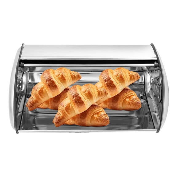 ToppiJoy Bread Storage Container, Stainless Steel Bread Box with Roll Top Lid, Bread Storage Containers, for Home and Kitchen