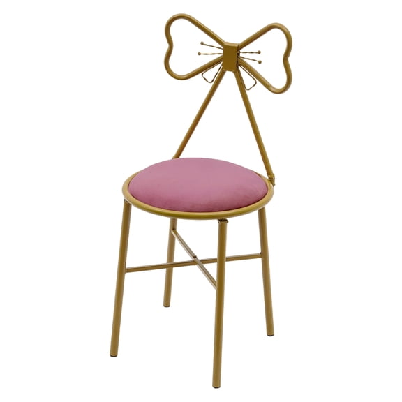 ToppiJoy Butterfly Bench with Pink Cushion & Gold Frame, Iron Makeup Stool for Bedroom, Living Room, Office - 220 lbs Capacity, Easy Assembly