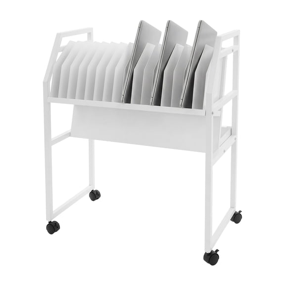 ToppiJoy Charging Cart with Removable Dividers, Laptop Storage Rack, for Classroom, Office, Library, Home (White, 16-Slot)