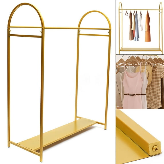 ToppiJoy Clothes Retail Heavy Duty Garment Racks, Metal Clothing Store Hanger Storage Shelves, Modern Floor-Standing Display Rack for Laundry Style 6