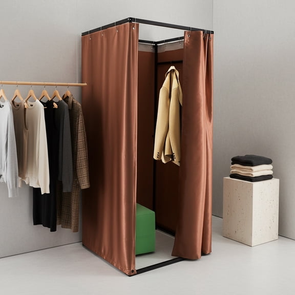 ToppiJoy Clothing Store Fitting Room, Portable Changing Room with Shading Curtain for Office, Mall, Boutique, Home 85*85*200cm (Coffee)
