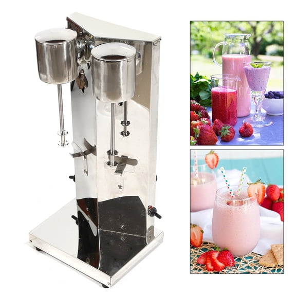 ToppiJoy Commercial Double Heads Milk Shaking Machine, Stainless Steel Electric Milk Shaking Maker Machine with 4 Cups for Home Bar
