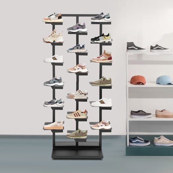 ToppiJoy Commercial Shoe Rack Display Holds 18 Pairs of Shoes, Retail Shoe Display for Store Closet Hallway Entryway