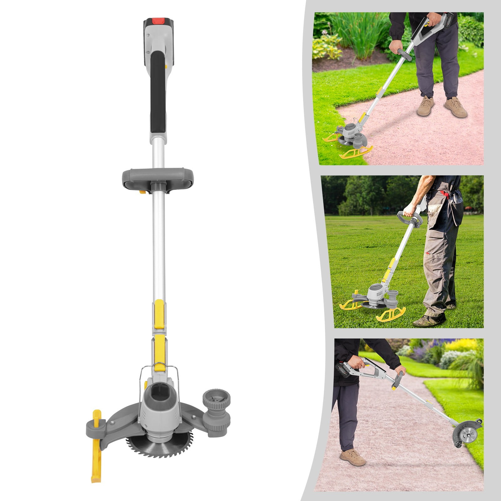 ToppiJoy Cordless String Trimmer with Charger, 4.0Ah Battery Powered, Lawn Edger with Adjustable Telescopic Pole, Grass Trimmer for Lawn Care and Yard Work
