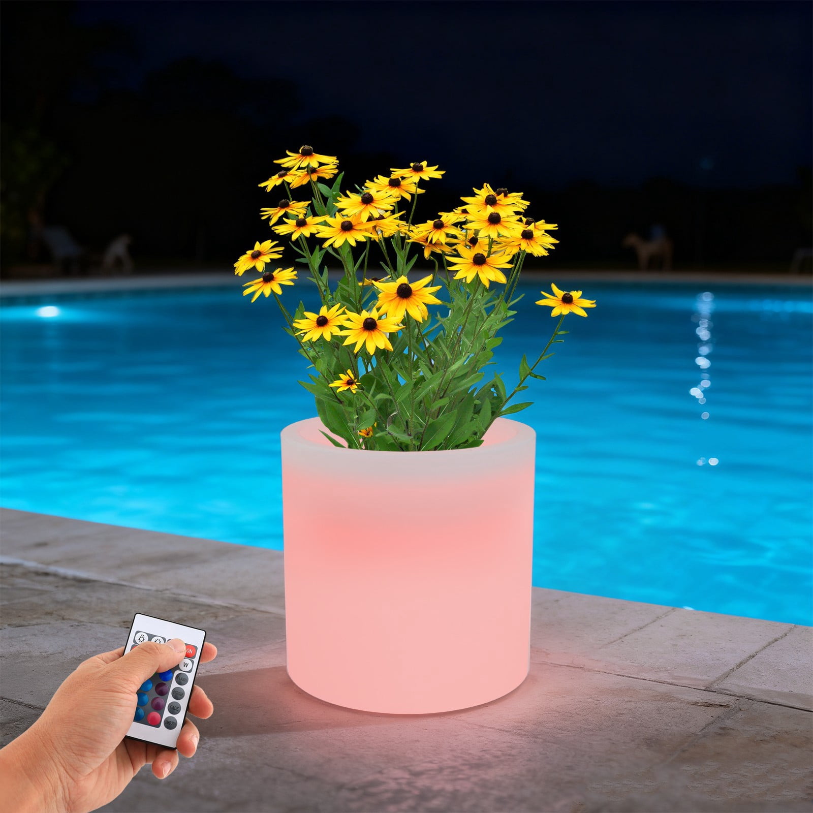 ToppiJoy Cylinder LED Flower Pot Light, Rechargeble Flower Planter ...