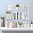 thumbnail image 1 of ToppiJoy Desktop Bookshelf, Desk Storage Organizer, Wood Desk Display Shelf Rack, Office Supplies Desk Organizer (White), 1 of 15