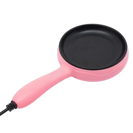ToppiJoy Electric Skillet and Frying Pan, Mini Frying Pan Egg Stainless Steel with Handle Round Mini Skillet Pink