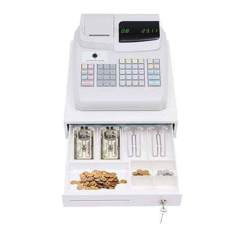 ToppiJoy Electronic Cash Register with 4 Bill 5 Coin, Removable Tray and Thermal Printer, Multifunction Cash Register for Business, Retail, Restaurant