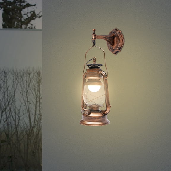 ToppiJoy European Wall Sconce, Vintage Bronze Finish With Clear Plastic Shade, Rustic LED Light Fixture For Porch, Entryway & Farmhouse Decor