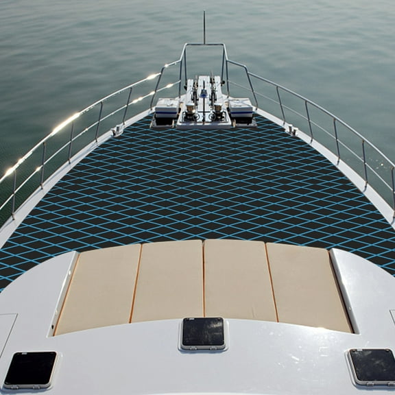 ToppiJoy Eva Boat Carpet, Boat Flooring Foam Decking Sheet Self Adhesive Foam for Kayaks, Fishing Boats, Diving Platforms, Gardens Black+Blue